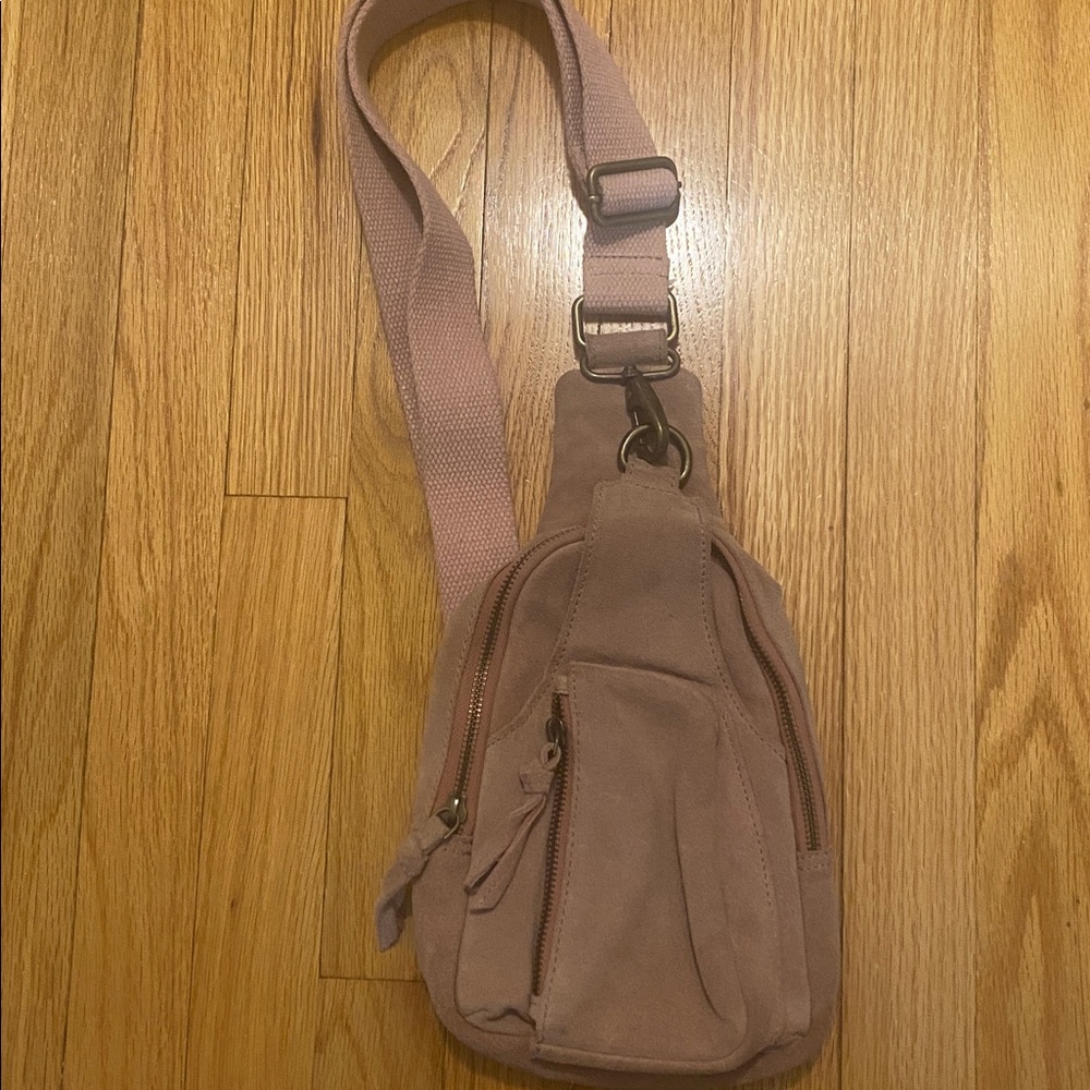 Free People Suede Pink Crossbody
